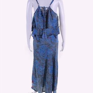 The Paige Elegant Blue Paisley Silk Maxi Dress
